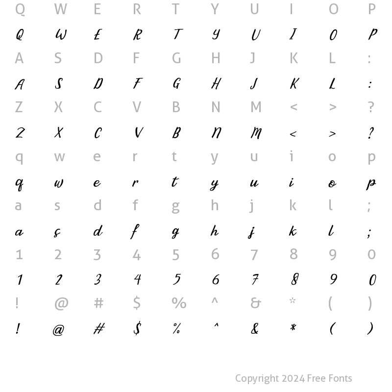 Character Map of Bintar Italic