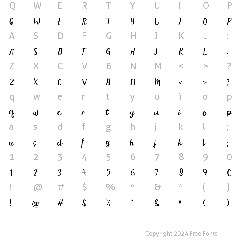 Character Map of Bintar Regular