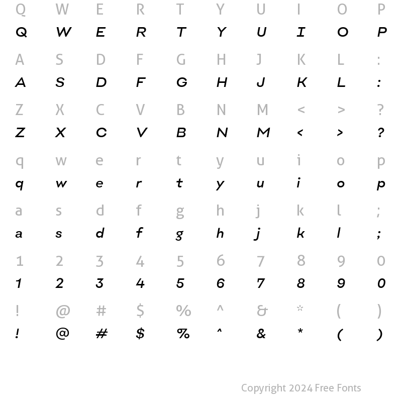 Character Map of BiofolioUltimate-BookItalic Regular