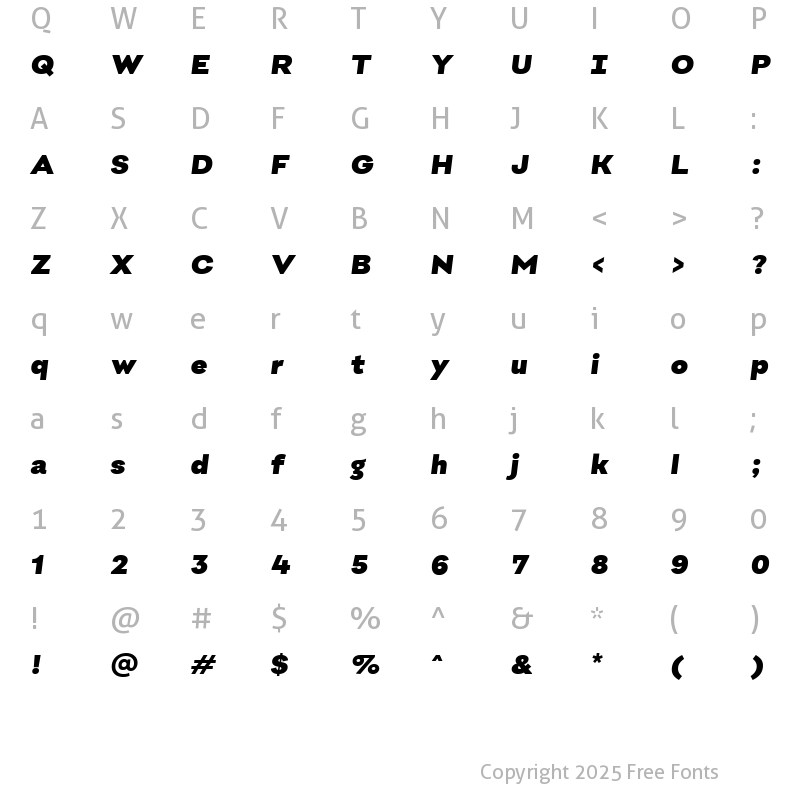 Character Map of BiofolioUltimate-HeavyItalic Regular