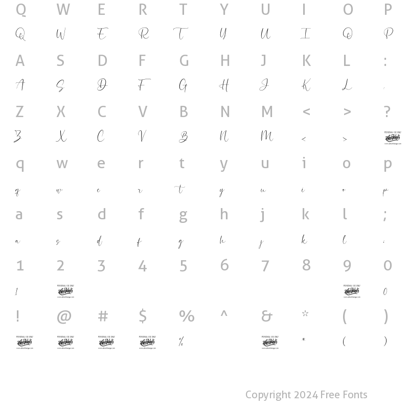 Character Map of Bionetha Regular