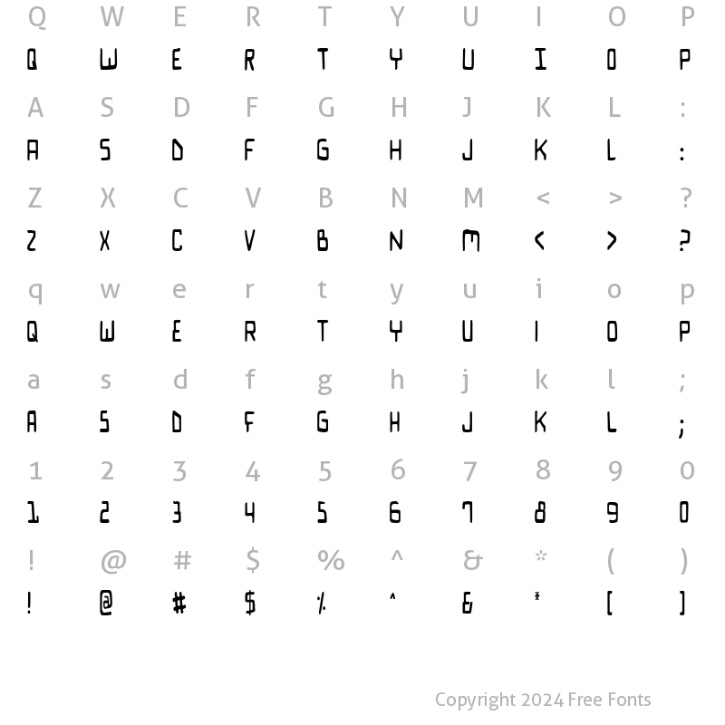 Character Map of Bionic Comic Condensed Condensed