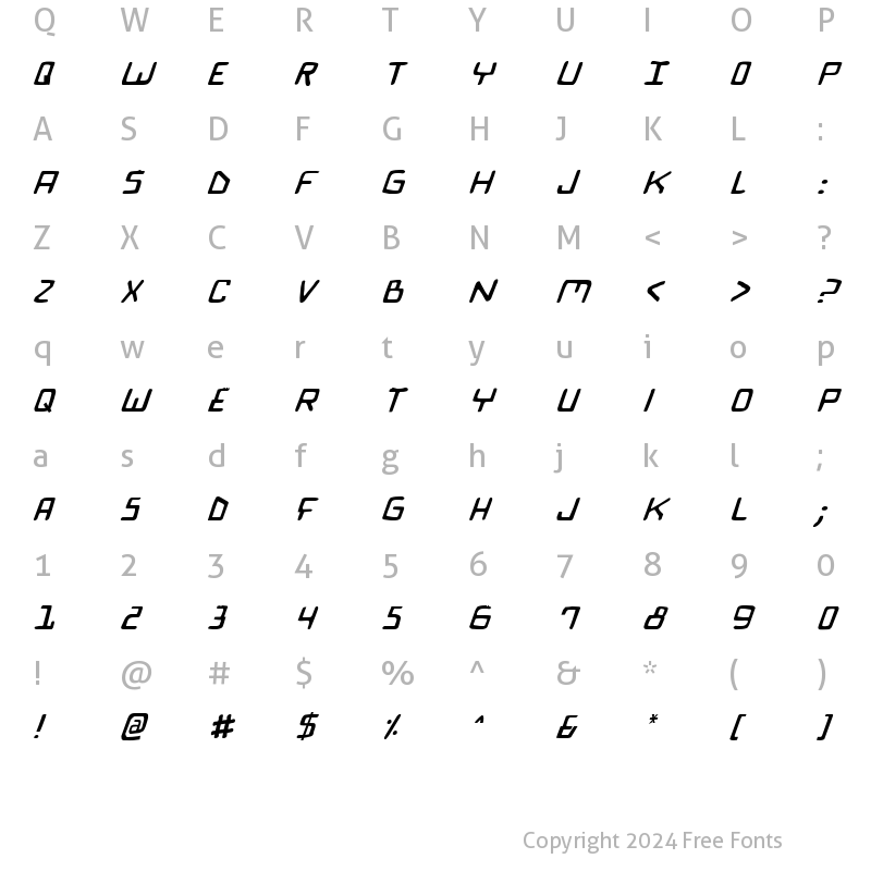 Character Map of Bionic Comic Italic Italic