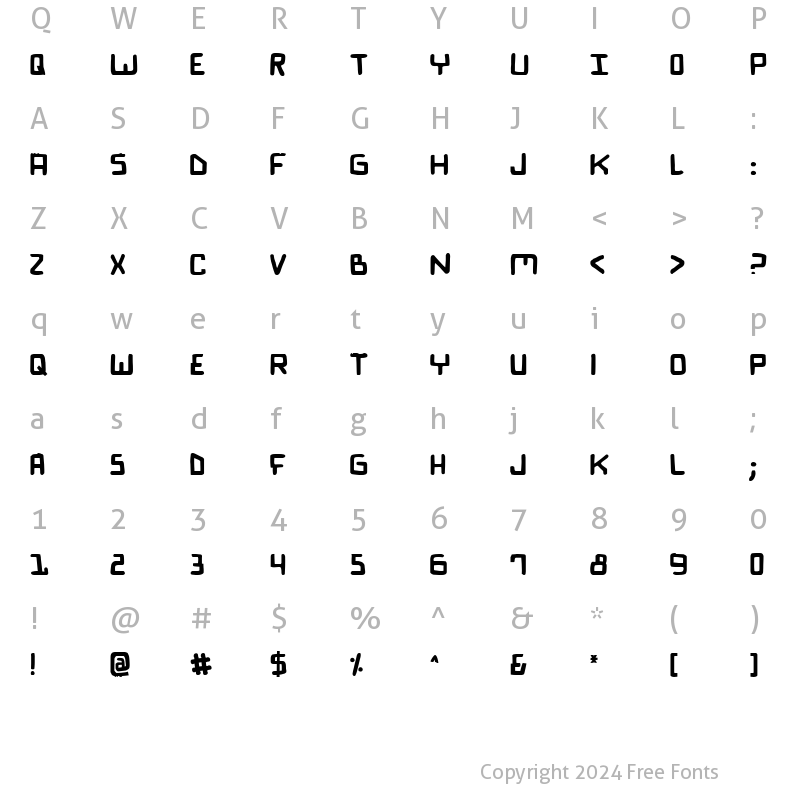 Character Map of Bionic ComicBold Bold