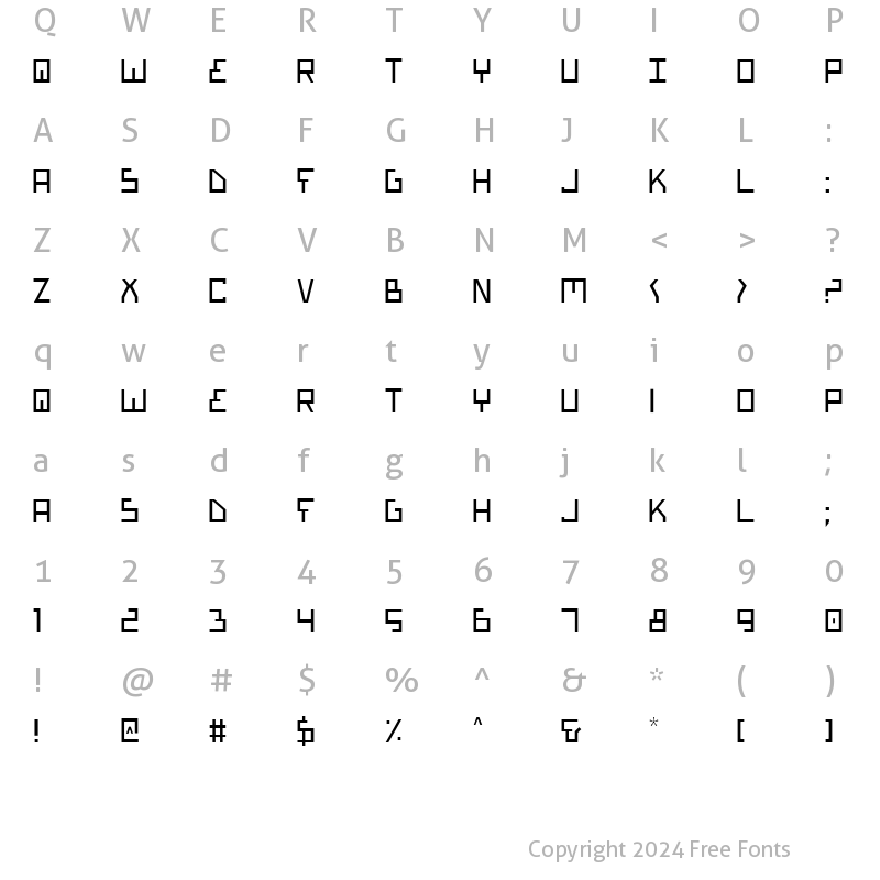 Character Map of Bionic Type Light Light