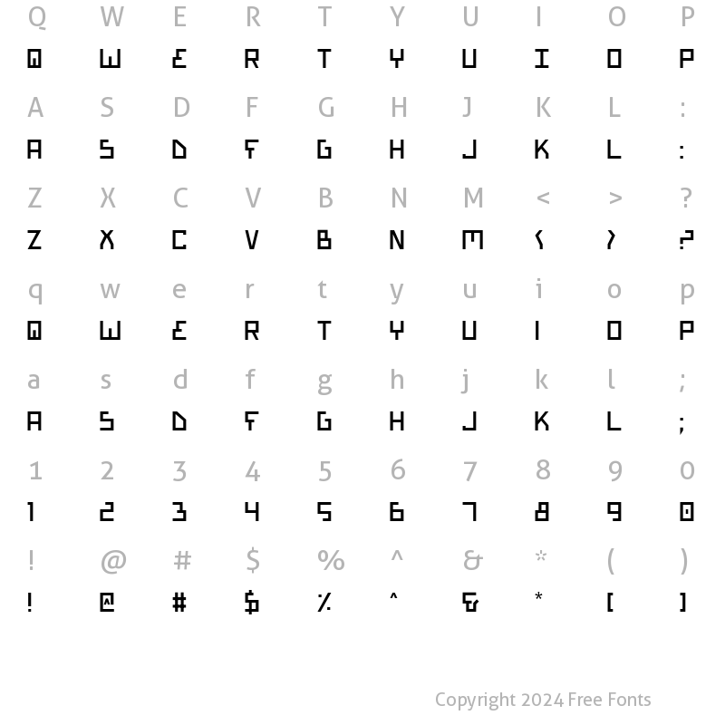 Character Map of Bionic Type Regular