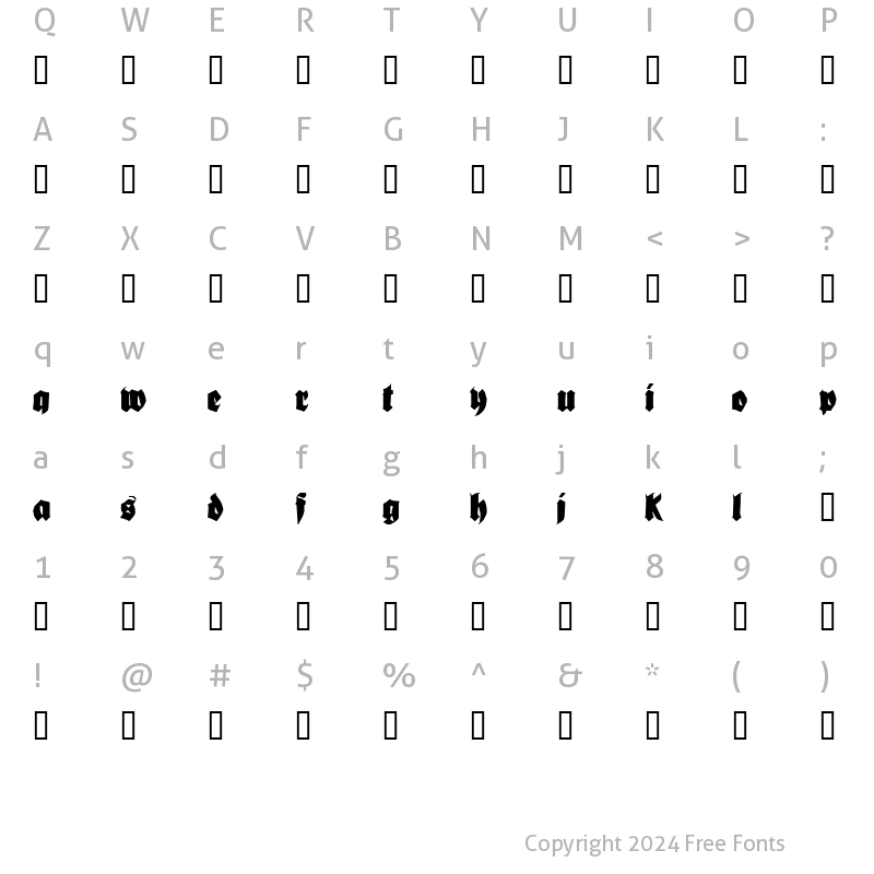 Character Map of Bionique Regular