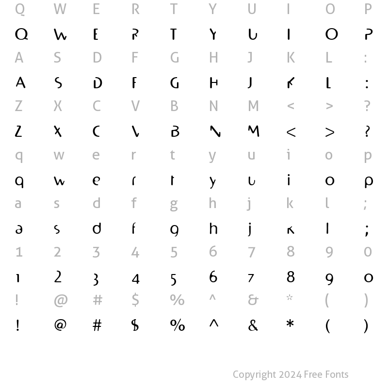 Character Map of BioPlasm LT Regular Regular