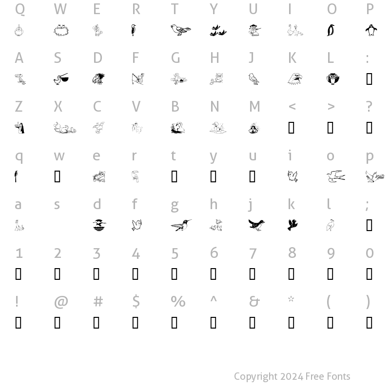 Character Map of BirdArt Regular