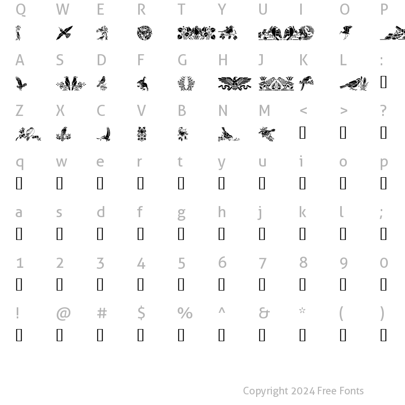 Character Map of BirdsOne Regular