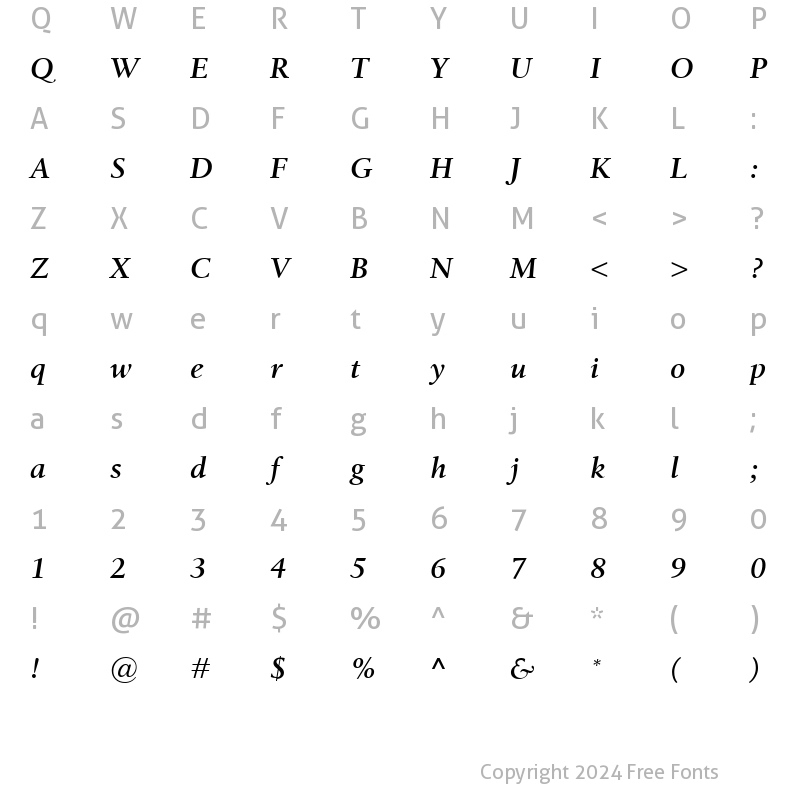 Character Map of Birka SemiBold Italic