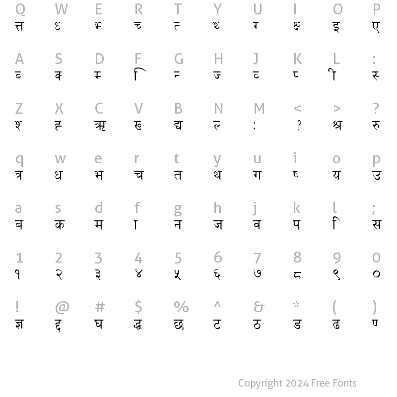 Character Map of Bishall TTNormal