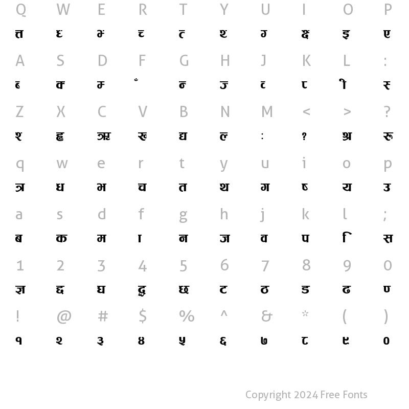 Character Map of Bishwa Ganesh Regular