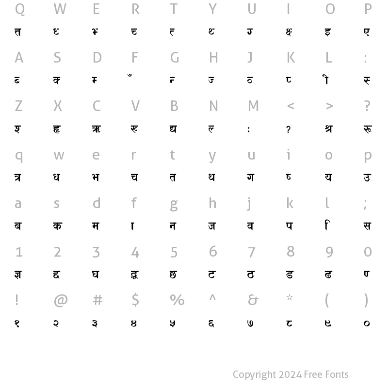 Character Map of Bishwa Nice2 Bold