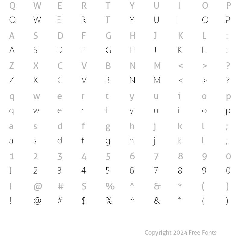 Character Map of Bisix Light Regular