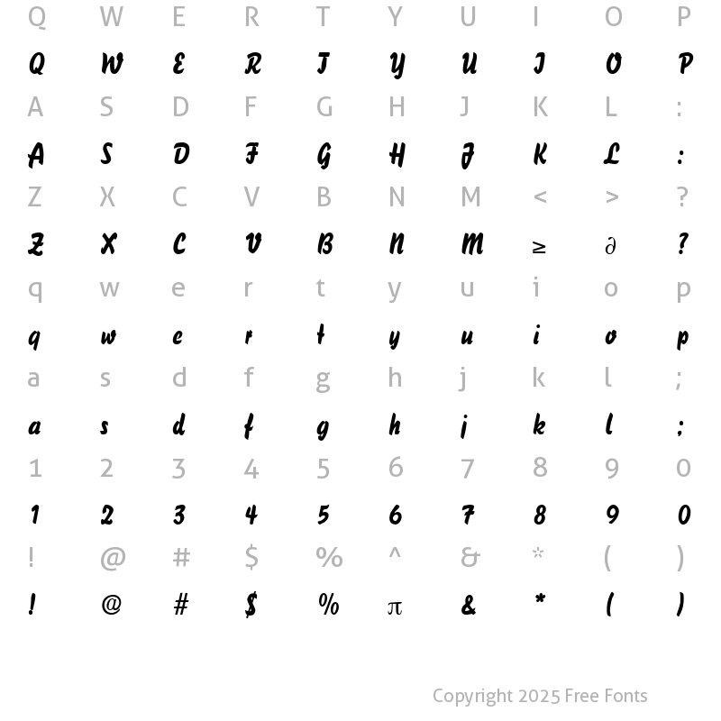 Character Map of BisonLight DB Medium