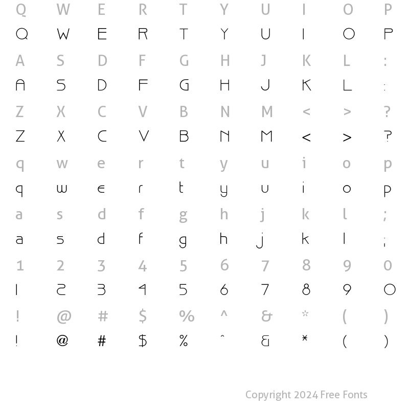 Character Map of Bisque Font Regular