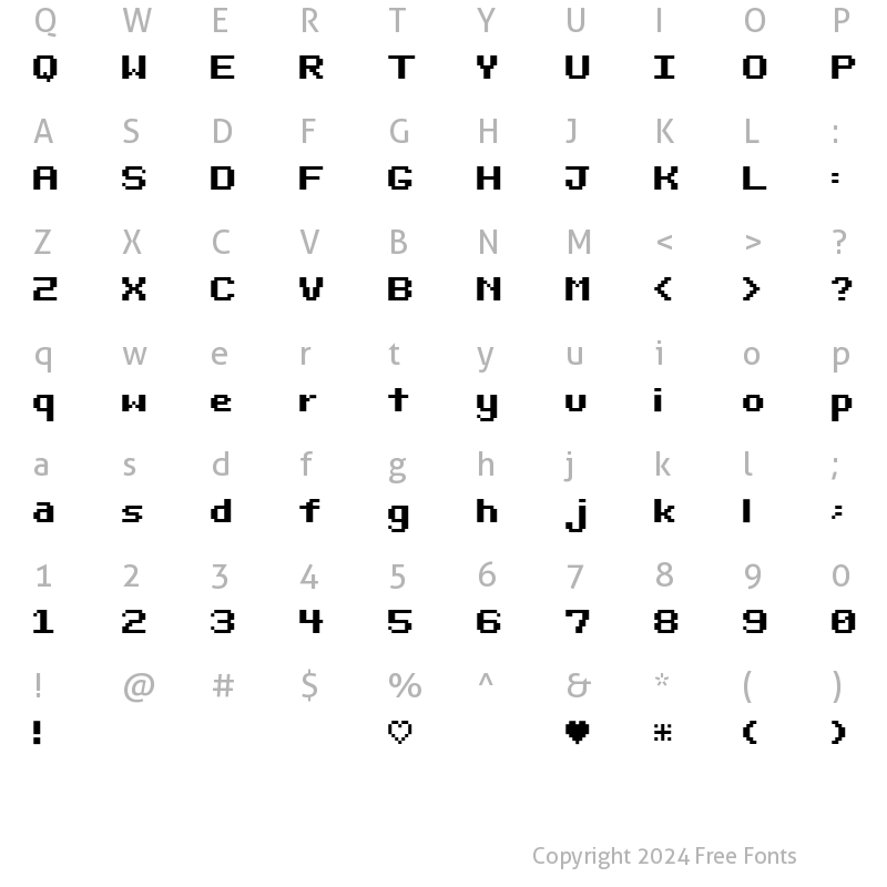 Character Map of Bit Darling10 (sRB) Regular