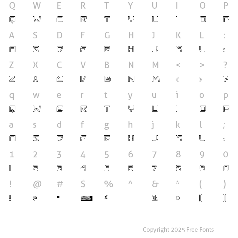 Character Map of Biting My Nails Outline Regular