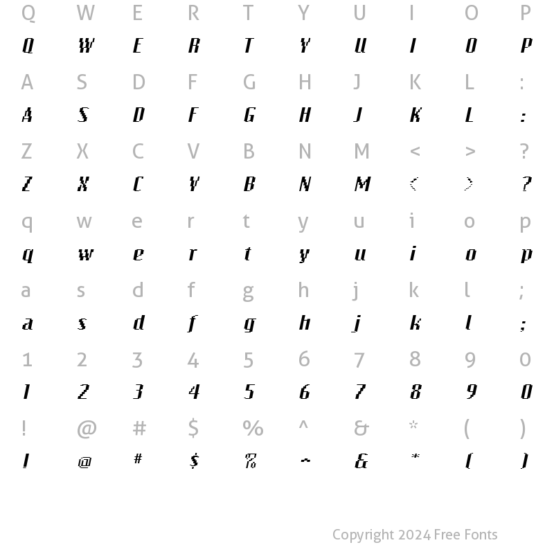 Character Map of BitmapWide Italic