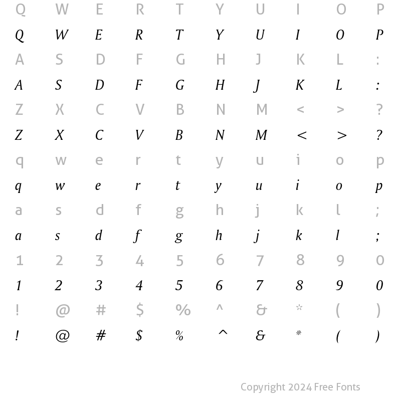 Character Map of Bitstream Amerigo Italic