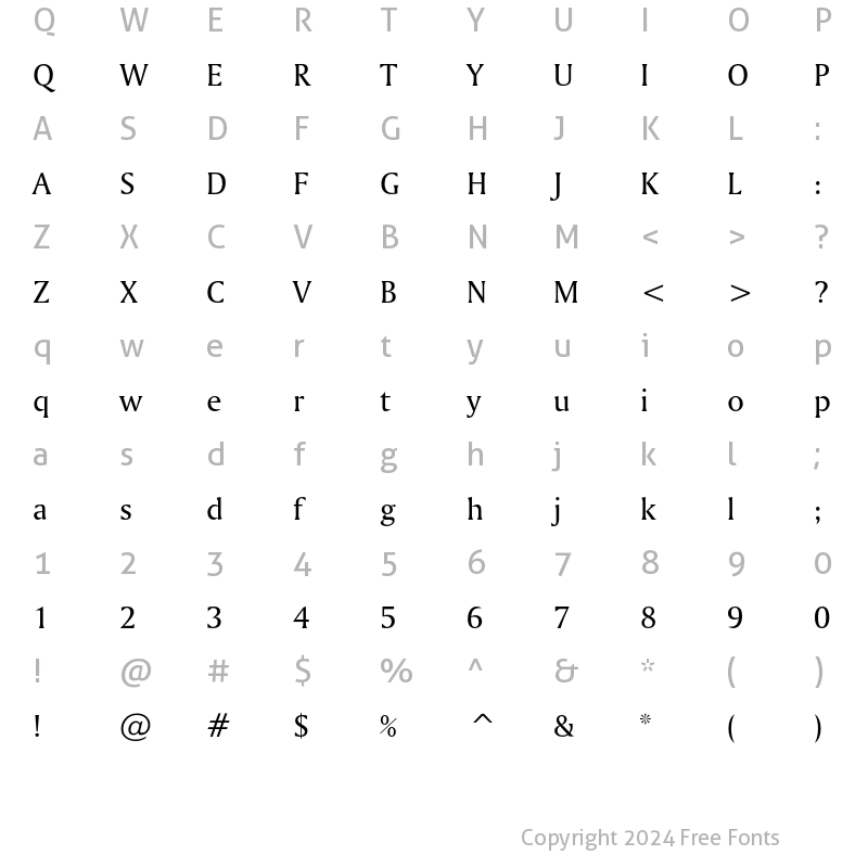 Character Map of Bitstream Amerigo Regular