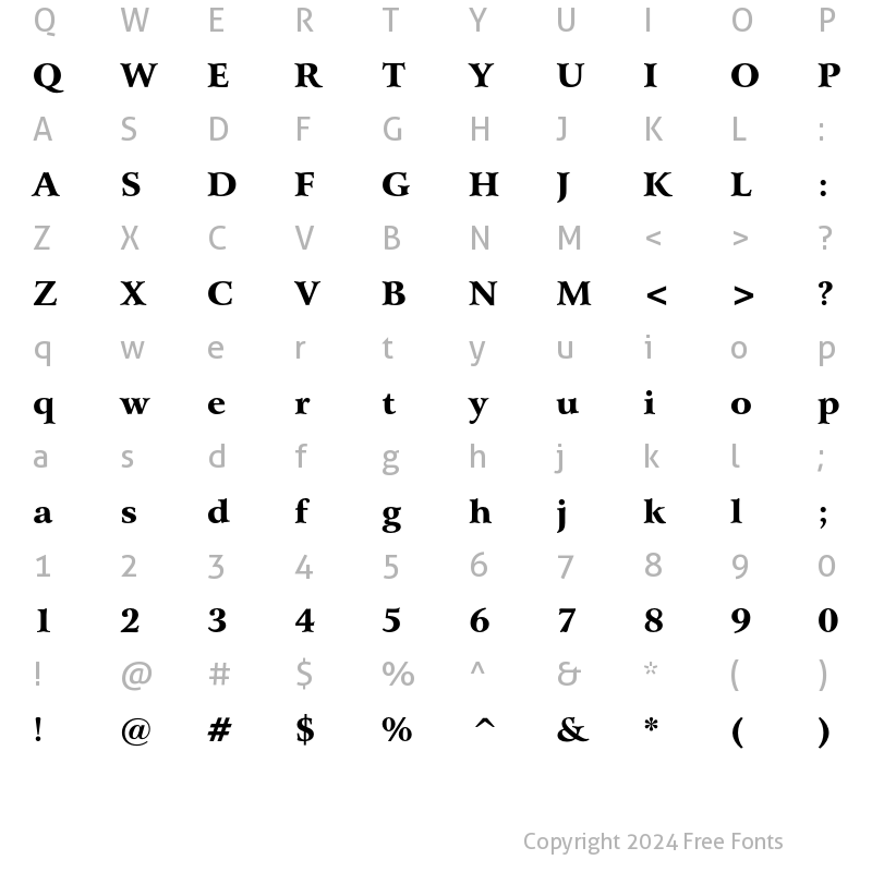 Character Map of Bitstream Arrus Black Regular