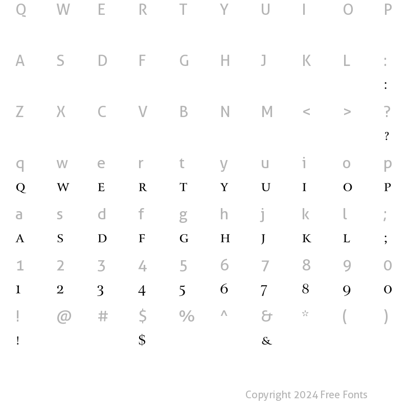 Character Map of Bitstream Arrus Small Cap Regular