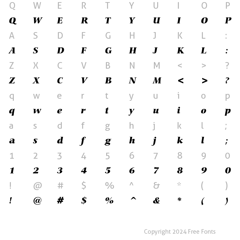 Character Map of Bitstream Carmina Black Italic