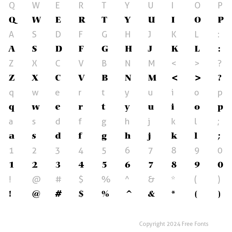 Character Map of Bitstream Carmina Black Regular