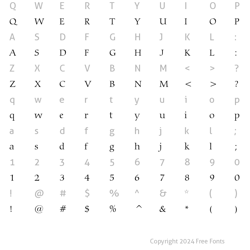 Character Map of Bitstream Carmina Light Regular