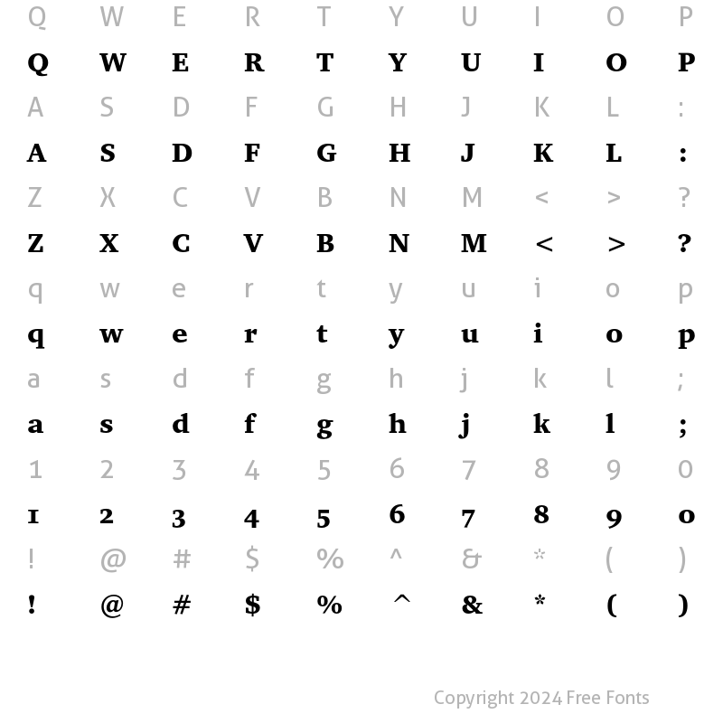 Character Map of Bitstream Charter Black OSF Regular