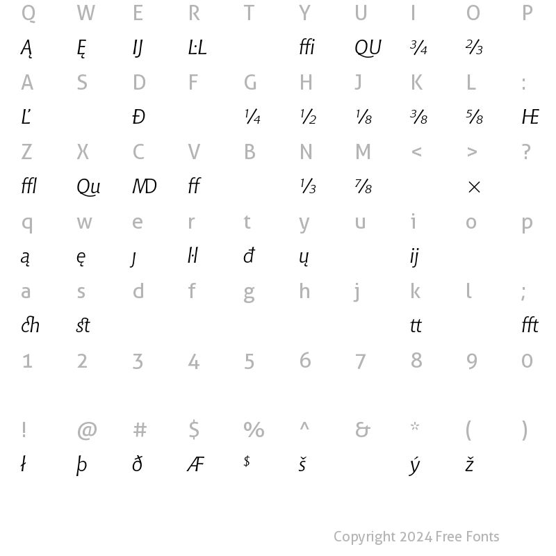 Character Map of Bitstream Chianti Extension Italic