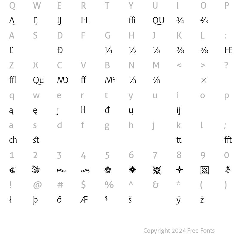 Character Map of Bitstream Chianti Extension Regular