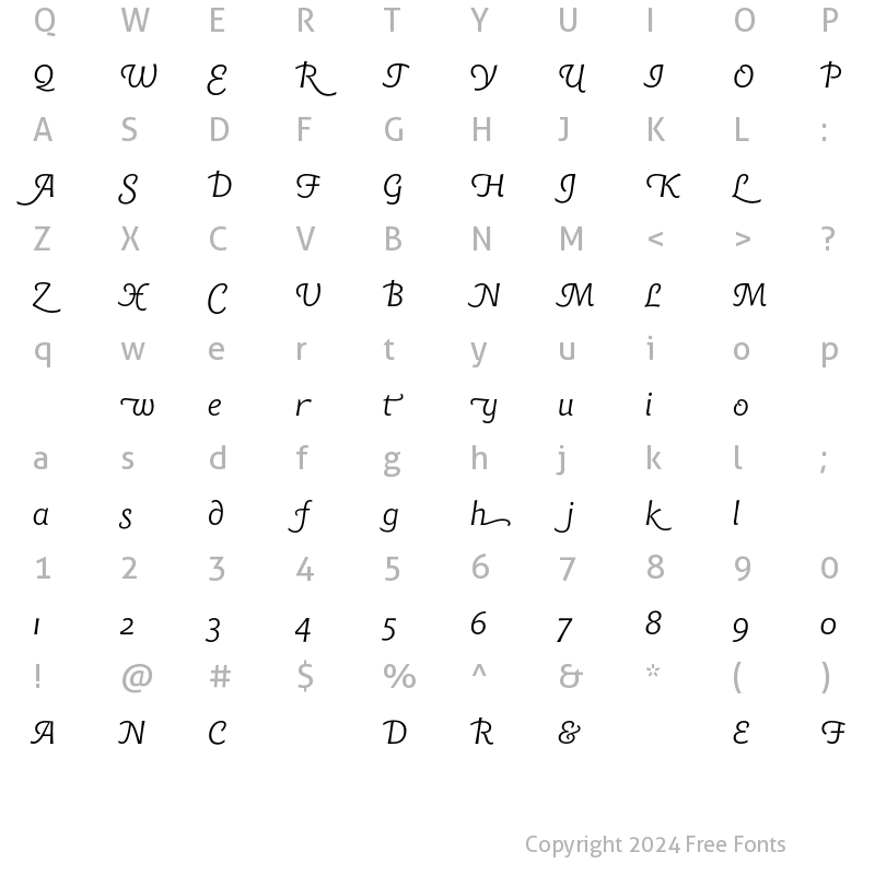 Character Map of Bitstream Chianti Swash Italic