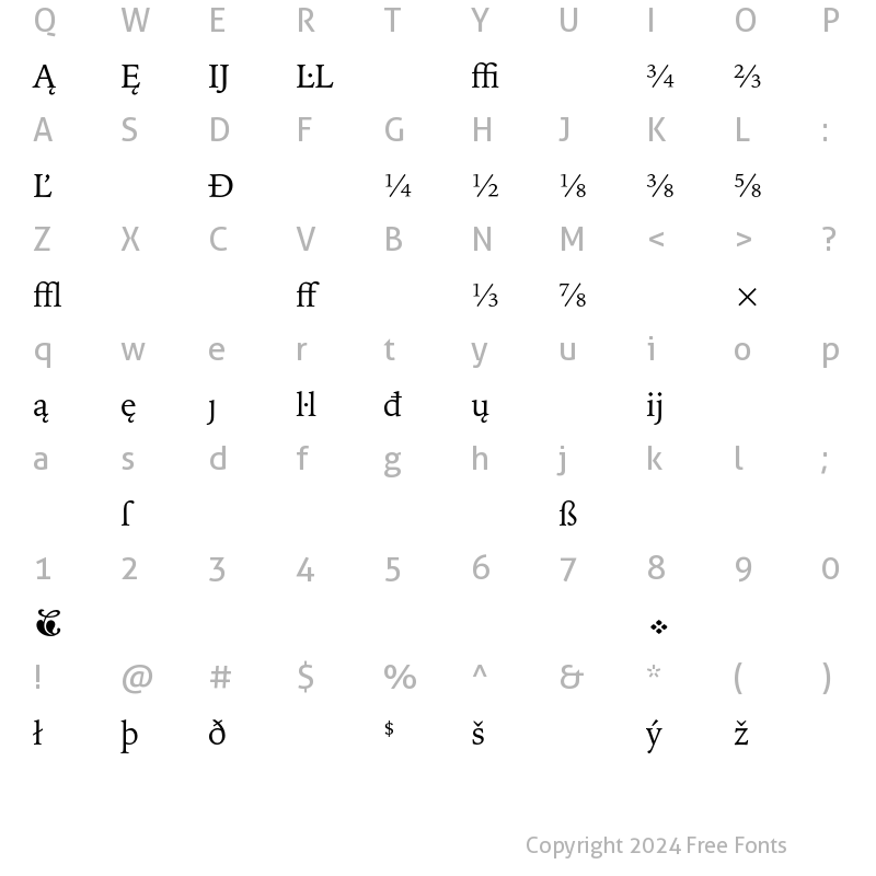 Character Map of Bitstream Iowan Old Style Exten Regular