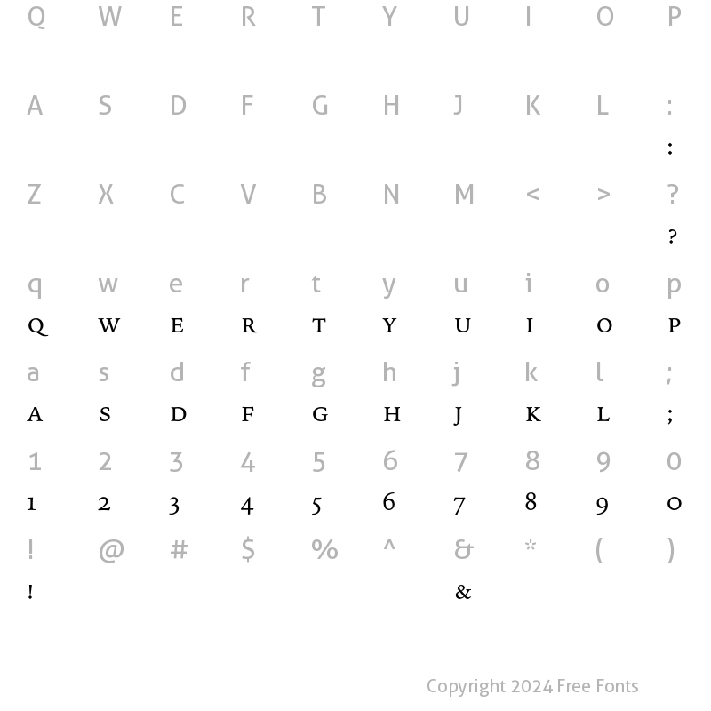 Character Map of Bitstream Iowan Old Style Small Regular