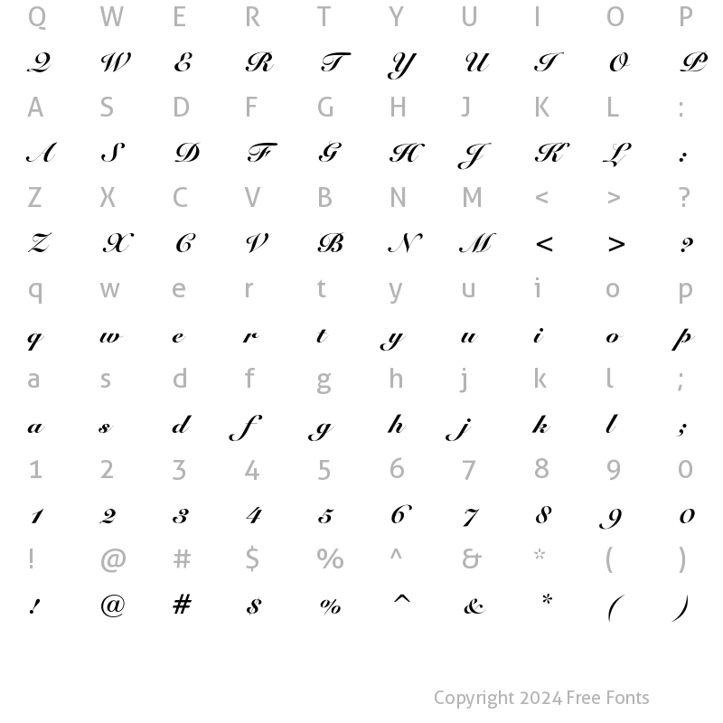 Character Map of Bitstream Roundhand Black Regular