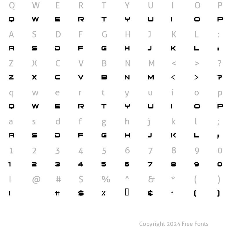 Character Map of Bitsumishi Regular