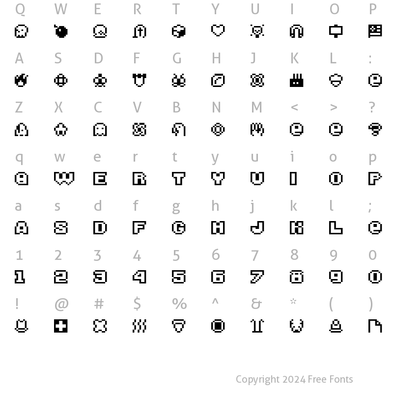 Character Map of BITSY Regular