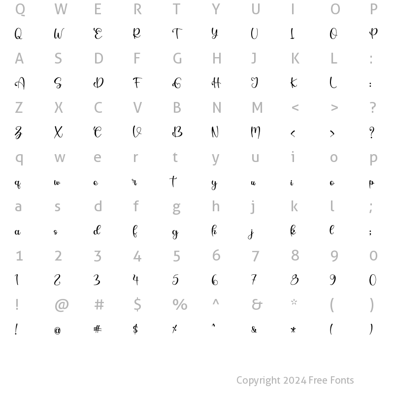 Character Map of Bitterlove Regular