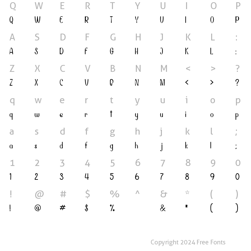 Character Map of Bittersweet Memories Display