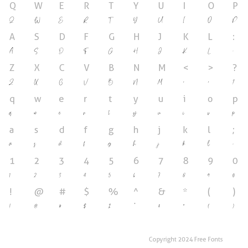 Character Map of Bittods Script Regular