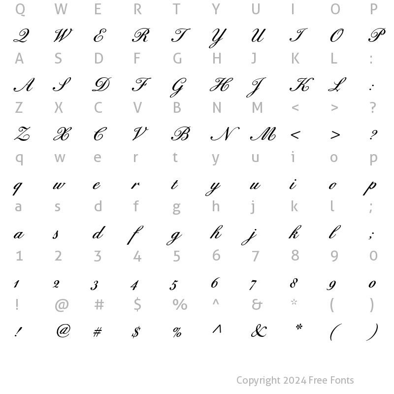 Character Map of BixAntiqueScriptHmkBold Regular