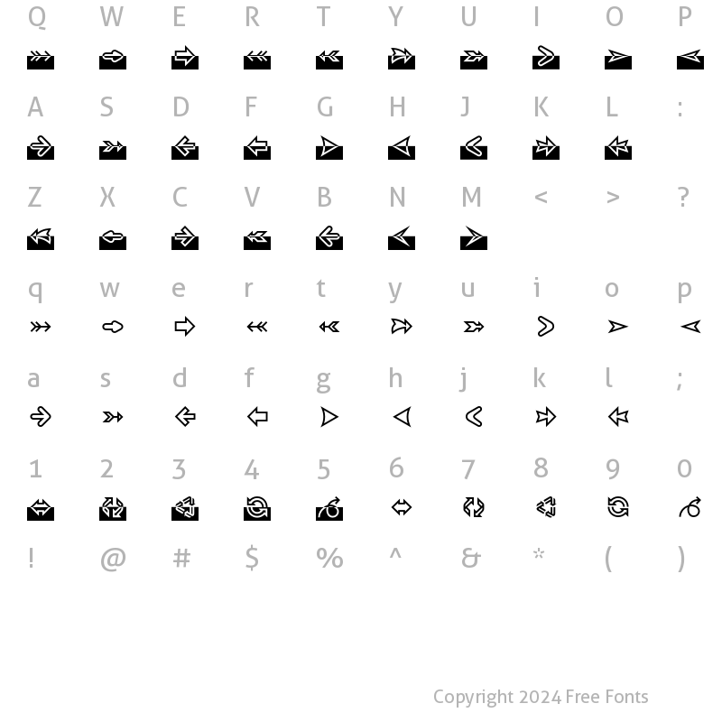 Character Map of BixBats LT Std Arrow