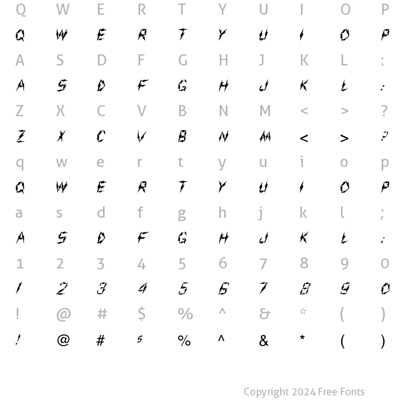 Character Map of Bizarr Regular