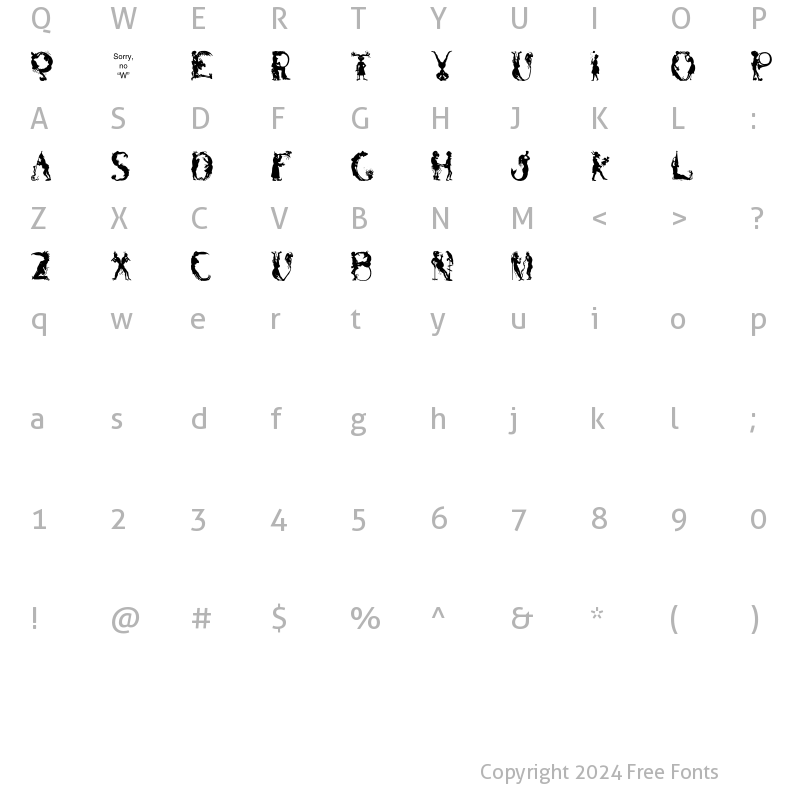 Character Map of Bizarro Regular