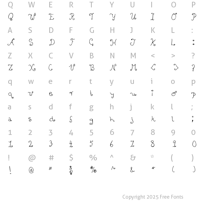 Character Map of Bizzy Bee Regular