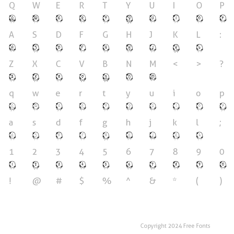 Character Map of BJF Christmas Wreath Regular