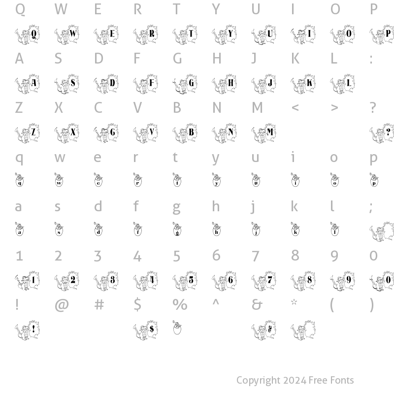 Character Map of BJF Dragons Regular